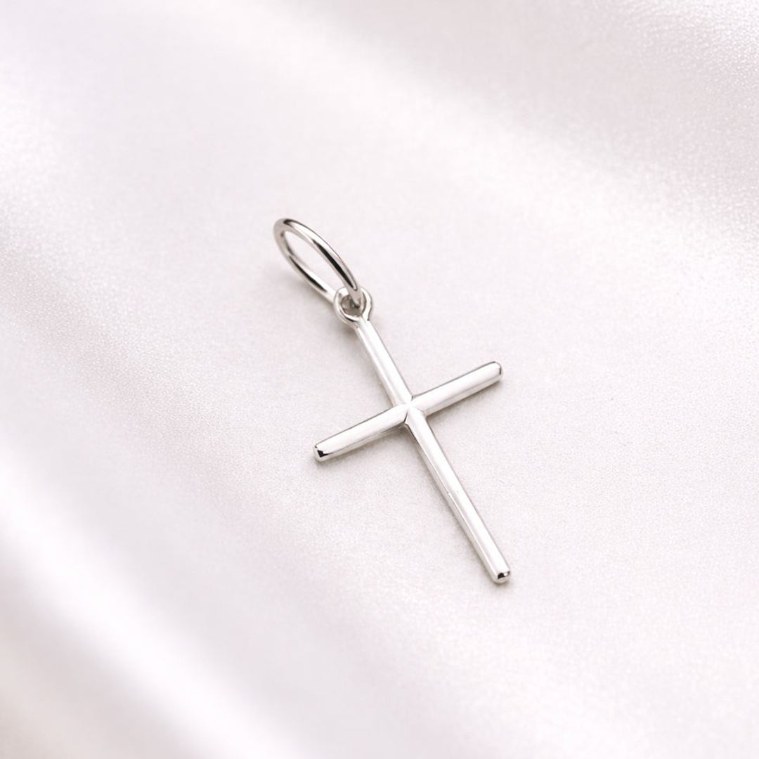 Colar Crucifixo Palito Prata 925 Legítima 45cm com Pingente Polido