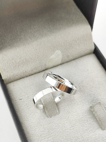 Par de Alianças Prata 925 Anatômica Mod 59 Reto 5mm com Gravação Personalizada