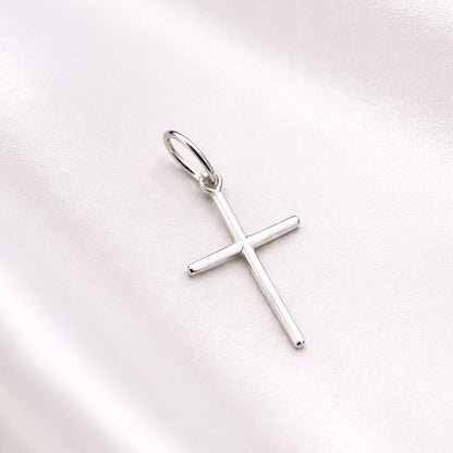 Colar Crucifixo Palito Prata 925 Legítima 45cm com Pingente Polido