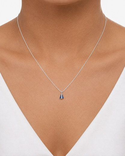 Colar Nossa Senhora Mini Azul Prata com Pingente Religioso Delicado