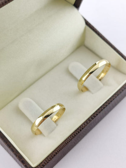 Par de Alianças Ouro 18K Meia Cana Polida 3mm