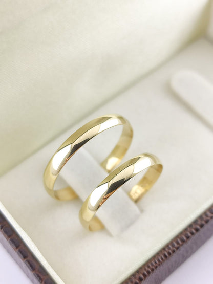 Par de Alianças Ouro 18K Meia Cana Polida 3mm