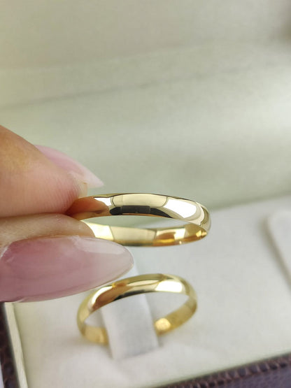 Par de Alianças Ouro 18K Meia Cana Polida 3mm