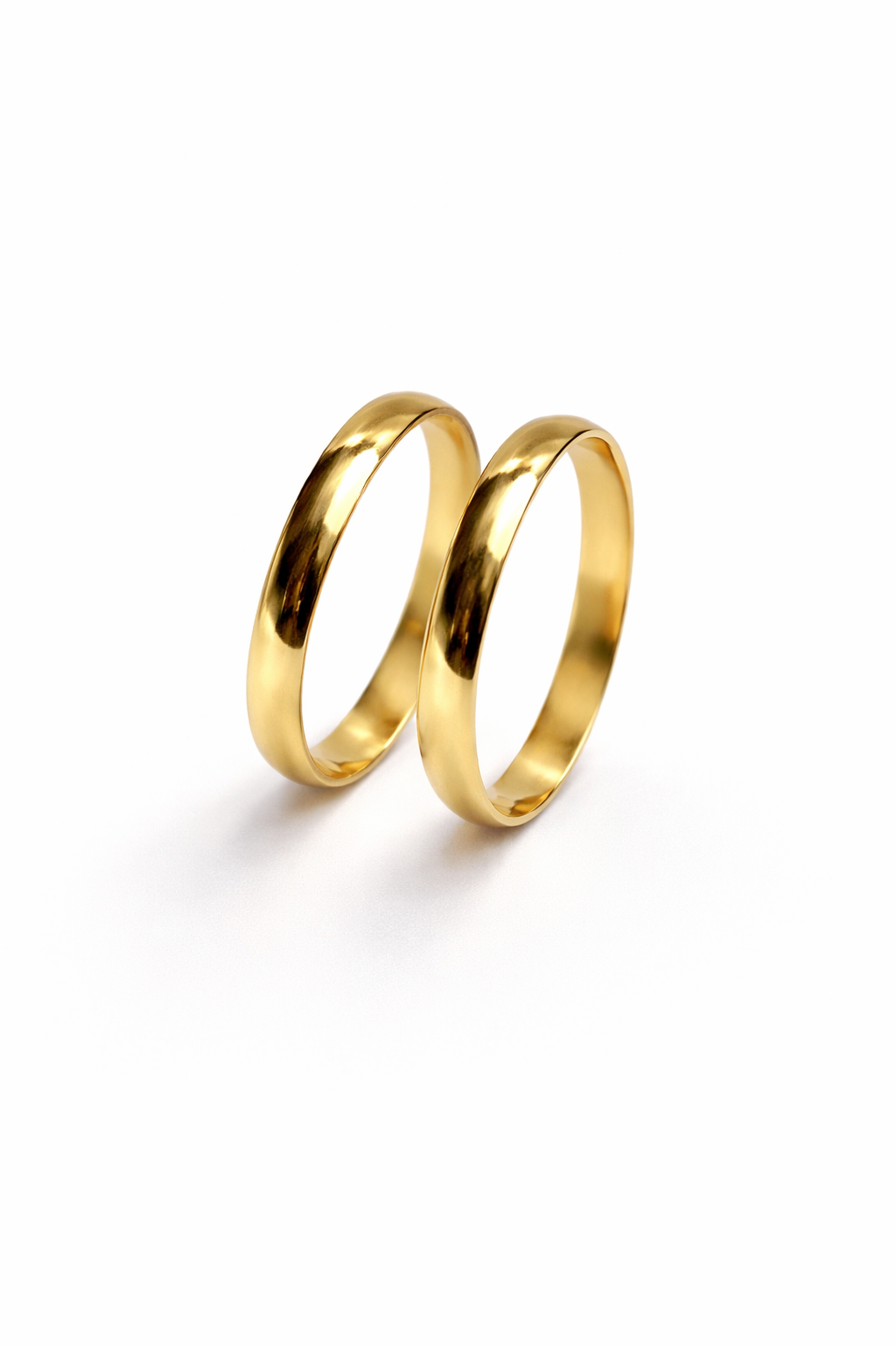 Par de Alianças Ouro 18K Meia Cana Polida 3mm