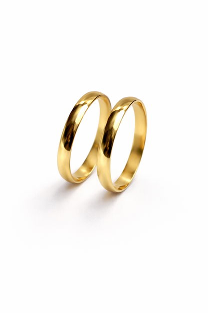 Par de Alianças Ouro 18K Meia Cana Polida 3mm