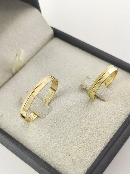 Par de Alianças Ouro 18K Anatômica Meia Fosca Polida 3mm