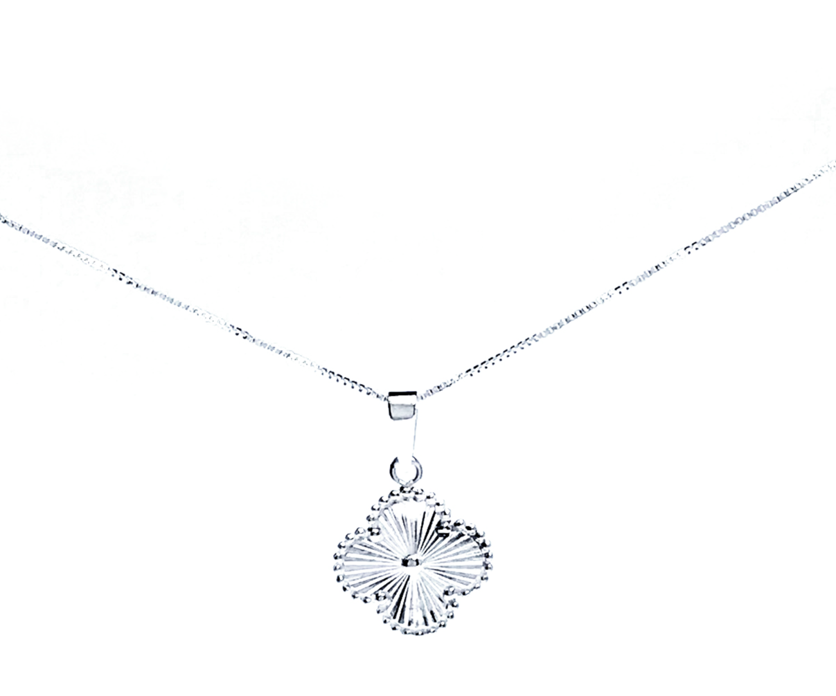 Colar Pingente trevo maciço prata 925