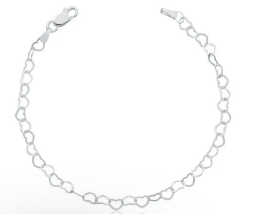 Pulseira elo coração 19cm