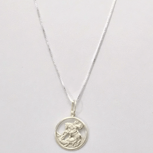Colar com pingente São Jorge Prata 925