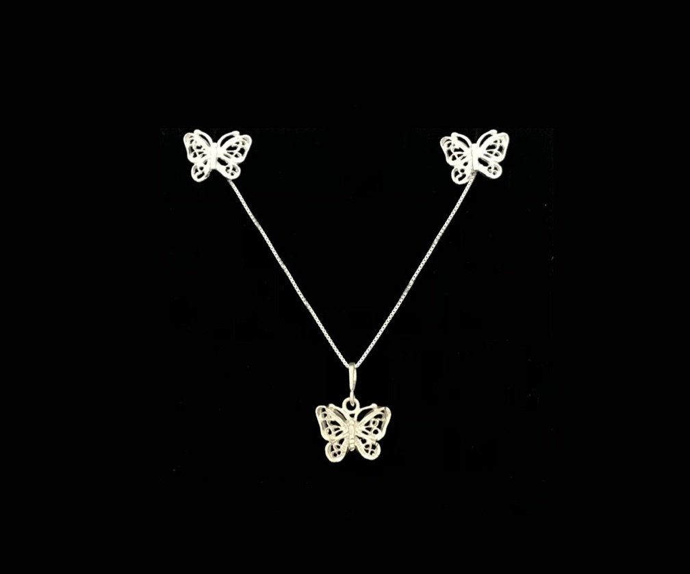 Conjunto Colar + brinco borboleta