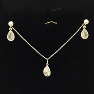 Conjunto Colar e brinco ponto de luz Gota